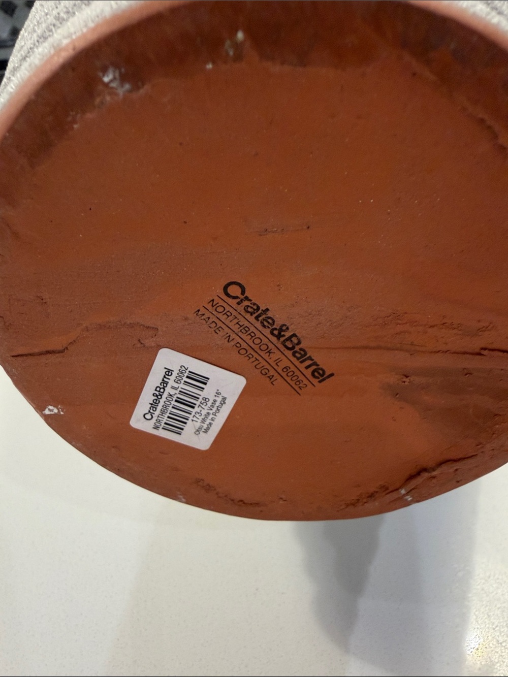 Crate&Barrel Ribbed Light Gray Ceramic Vase - Picture 4 of 5